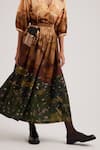 Cord_Brown Cotton Dobby Print Scenic Plateau Skirt _at_Aza_Fashions