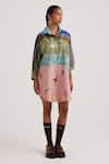 Shop_Cord_Multi Color Cotton Satin Printed Skater Collared Como Long Shirt Dress_at_Aza_Fashions