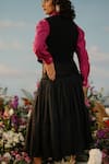 Shop_Label RaMa_Black Silk Plain Peacock Midi Skirt _at_Aza_Fashions