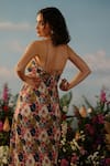 Shop_Label RaMa_Multi Color Silk Printed Valley Of Flower Halter Neck Dress _at_Aza_Fashions