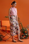 Buy_Label RaMa_Multi Color Silk Printed Floral Bumble Bee A-line Midi Skirt _at_Aza_Fashions