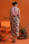 Shop_Label RaMa_Multi Color Silk Printed Floral Bumble Bee A-line Midi Skirt _at_Aza_Fashions