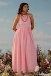 Buy_Label RaMa_Pink Silk Plain Round Neck Napa Valley Dress _at_Aza_Fashions