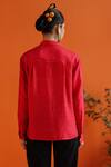 Shop_Label RaMa_Red Silk Plain Collar Iris Shirt _at_Aza_Fashions