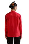 Label RaMa_Red Silk Plain Collar Iris Shirt _Online_at_Aza_Fashions