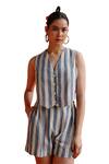 Shop_Label RaMa_Off White Handloom Cotton Striped V Neck Vasanta Waistcoat _Online_at_Aza_Fashions