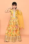 Buy_Samyukta Singhania_Yellow Blouse And Lehenga Polyester Printed Flower Set _at_Aza_Fashions