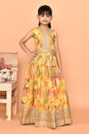 Samyukta Singhania_Yellow Blouse And Lehenga Polyester Printed Flower Set _Online_at_Aza_Fashions