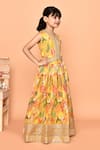 Buy_Samyukta Singhania_Yellow Blouse And Lehenga Polyester Printed Flower Set _Online_at_Aza_Fashions