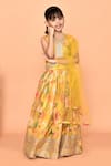 Shop_Samyukta Singhania_Yellow Blouse And Lehenga Polyester Printed Flower Set _Online_at_Aza_Fashions