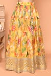 Samyukta Singhania_Yellow Blouse And Lehenga Polyester Printed Flower Set _at_Aza_Fashions