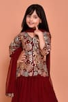 Buy_Samyukta Singhania_Maroon Georgette Embroidered Thread Work Kurta Lehenga Set 