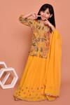 Buy_Samyukta Singhania_Yellow Georgette Embroidered Thread Work Floral Kurta Lehenga Set