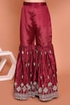 Buy_Samyukta Singhania_Maroon Polyester Embroidered Zari Work Sequins And Kurta Gharara Set 