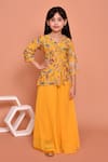 Buy_Samyukta Singhania_Yellow Georgette Embroidered Sequins Floral Kurta Palazzo Set _Online_at_Aza_Fashions