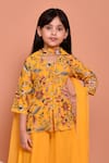 Buy_Samyukta Singhania_Yellow Georgette Embroidered Sequins Floral Kurta Palazzo Set 