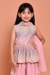 Samyukta Singhania_Pink Georgette Embroidery Sequins Peplum Top With Palazzo Set _at_Aza_Fashions