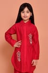 Buy_Samyukta Singhania_Red Polyester Embroidery Beads Stone Shirt Kurta With Pant 