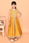 Buy_Samyukta Singhania_Yellow Cotton Embroidery Stones Floral Anarkali And Pant Set _Online_at_Aza_Fashions