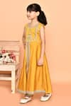 Shop_Samyukta Singhania_Yellow Cotton Embroidery Stones Floral Anarkali And Pant Set _Online_at_Aza_Fashions