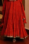 Nazar by Indu_Red Cotton Print Butti Stand Mirror Embroidered Yoke Anarkali Churidar Set_Online_at_Aza_Fashions