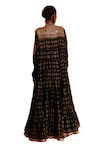 Nazar by Indu_Black Cotton Print Floral Butti Stand Collar Anarkali_at_Aza_Fashions