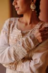 Buy_Nazar by Indu_White Cotton Embroidered Gota Round Yoke Anarkali Set_Online_at_Aza_Fashions