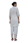 Shop_Nazar by Indu_White Cotton Embroidered Gota Mandarin Collar Short Kurta Salwar Set