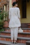 Shop_Nazar by Indu_White Cotton Embroidered Gota Round Short Kurta Salwar Set_at_Aza_Fashions