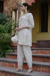 Shop_Nazar by Indu_White Cotton Embroidered Gota Round Short Kurta Salwar Set_Online_at_Aza_Fashions