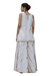 Nazar by Indu_White Cotton Embroidered Gota Round Kurta Palazzo Set_Online_at_Aza_Fashions