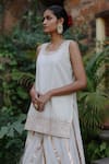 Buy_Nazar by Indu_White Cotton Embroidered Gota Round Kurta Palazzo Set_Online_at_Aza_Fashions