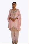 Buy_Nazar by Indu_Pink Cotton Hand Embroidered Dabka Round Straight Kurta Set