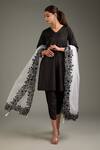 Buy_Label Deepshika Agarwal_Black Organza, Cotton Embroidery V-neck Kurta Set With Dupatta _at_Aza_Fashions