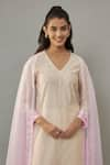 Shop_The Aarya_Ivory Handwoven Chanderi Hand Embroidered Pearls V Neck Kurta Palazzo Set 