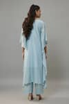 The Aarya_Blue Handwoven Chanderi Hand Embroidered Pearls Glass Neck Kaftan And Palazzo Set _Online_at_Aza_Fashions