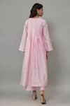 The Aarya_Pink Handwoven Chanderi Hand Embroidered Pearls Glass Neck Kurta And Palazzo Set_Online_at_Aza_Fashions
