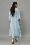 The Aarya_Blue Handwoven Chanderi Hand Embroidered Pearls V Neck Kaftan And Palazzo Set _Online_at_Aza_Fashions