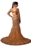 Buy_Isa By Dolly Wahal_Gold Net Hand Embroidery Sequins V-neck Celeste Fishcut Trail Lehenga Set 