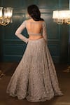 Shop_Isa By Dolly Wahal_Grey Net Hand Embroidery Sequins Metallic Attached Can-can Lehenga Set _at_Aza_Fashions