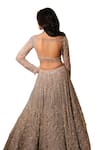 Isa By Dolly Wahal_Grey Net Hand Embroidery Sequins Metallic Attached Can-can Lehenga Set _at_Aza_Fashions