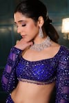 Isa By Dolly Wahal_Blue Net Hand Embroidery Sequins Scoop Crystals Lehenga Set _at_Aza_Fashions