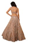 Buy_Isa By Dolly Wahal_Gold Net Hand Embroidery Sequins V-neck 3d Floral Lehenga Set 