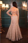 Shop_Isa By Dolly Wahal_Gold Net Hand Embroidery Sequins Off-shoulder Ophelia Fishcut Lehenga Set _at_Aza_Fashions