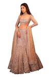 Shop_Isa By Dolly Wahal_Gold Net Hand Embroidery Sequins Off-shoulder Ophelia Fishcut Lehenga Set _Online_at_Aza_Fashions