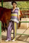 Buy_Raasa_Purple Satin Abstract Lapel Collar Yuna Pattern Shirt With Pant_at_Aza_Fashions