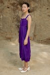 Raasa_Purple Cotton Muslin Solid Square Iris Strappy Dress _Online_at_Aza_Fashions