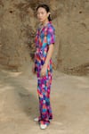 Buy_Raasa_Multi Color Cotton Modal Abstract Lapel Collar Luna Pattern Jumpsuit _Online_at_Aza_Fashions