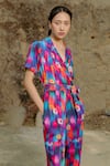 Shop_Raasa_Multi Color Cotton Modal Abstract Lapel Collar Luna Pattern Jumpsuit _Online_at_Aza_Fashions