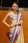 Raasa_Purple Saree Wrinkle Chiffon Abstract U-neck Misty Pattern With Blouse _Online_at_Aza_Fashions